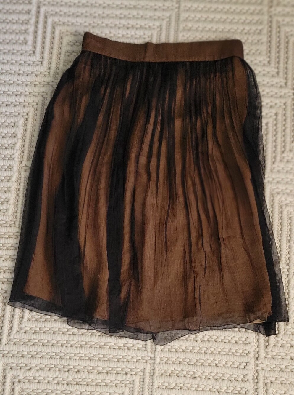 Bergdorf Goodman Sheer Layered Skirt in Brown and Black